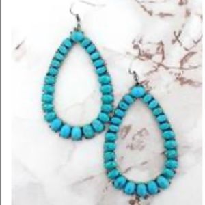 Turquoise Stone Texas Teardrop Earrings